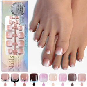 French toenail nails, pedicure, finished toenail, wearable nails, frosted toenail patches